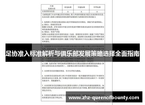 足协准入标准解析与俱乐部发展策略选择全面指南 足协准入标准解析与俱乐部发展策略选择全面指南